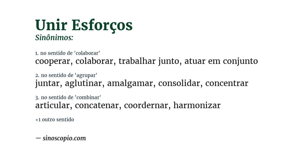 Sinônimo de unir esforços