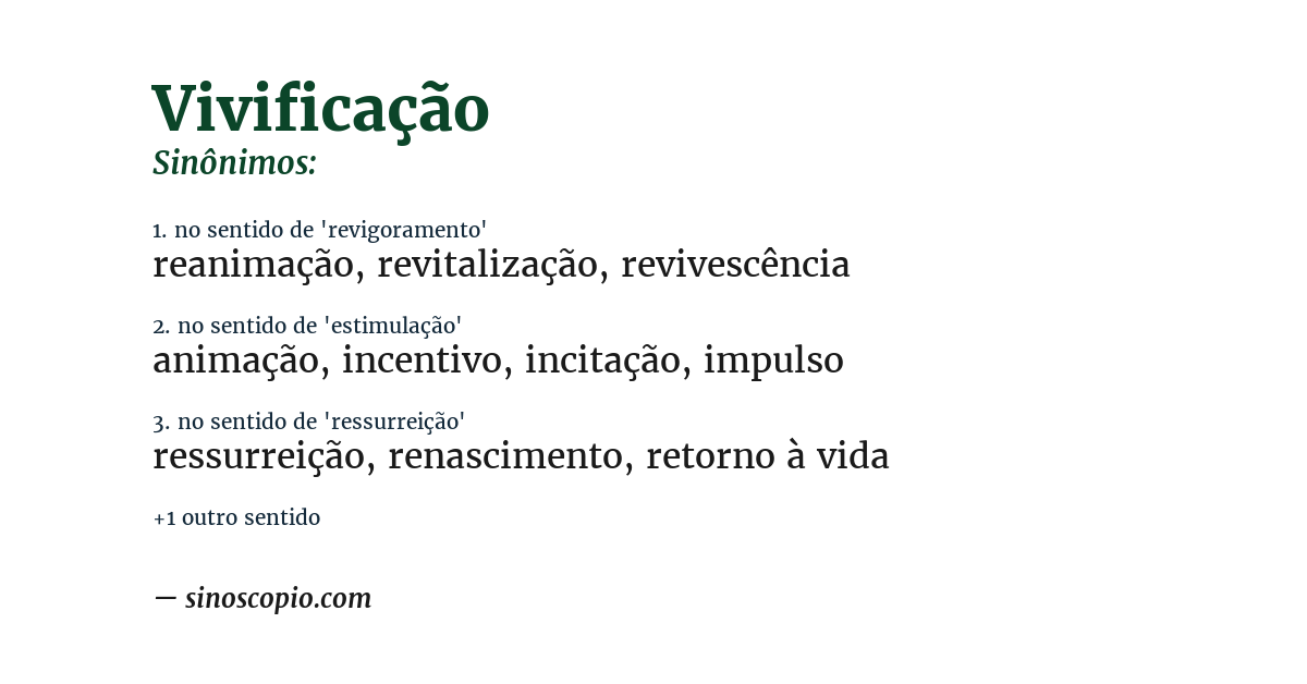 Sinônimo de vivificação