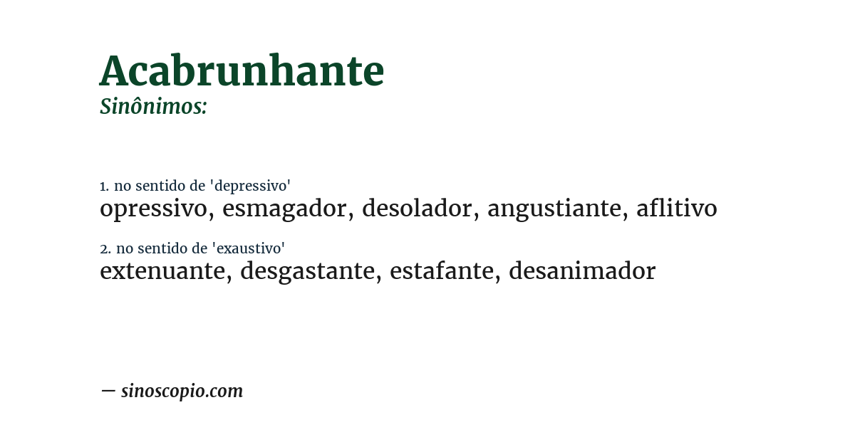 Sinônimo de acabrunhante
