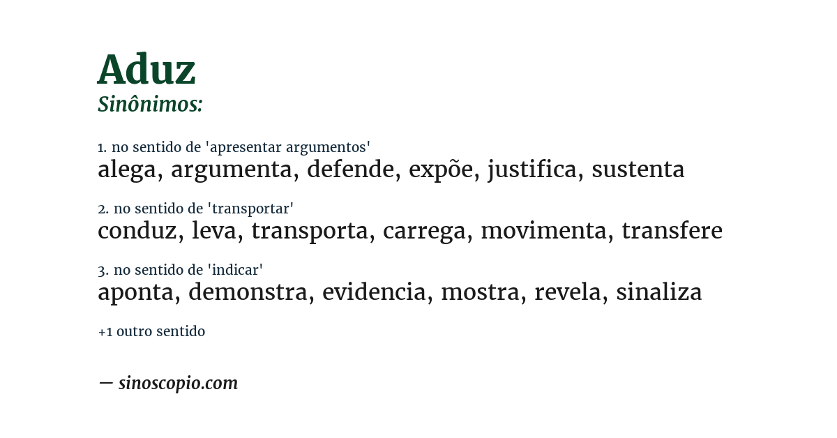Sinônimo de aduz