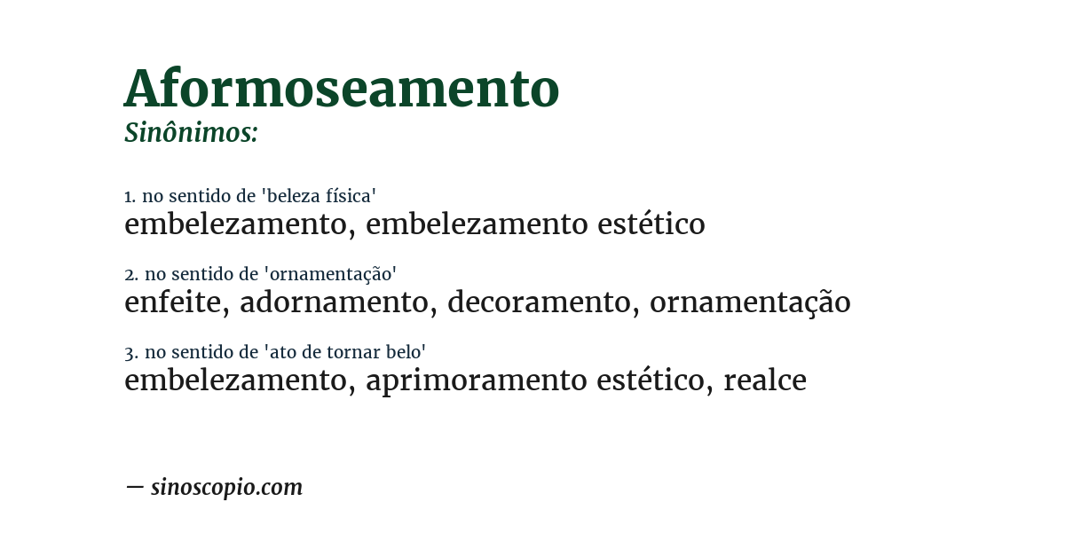Sinônimo de aformoseamento