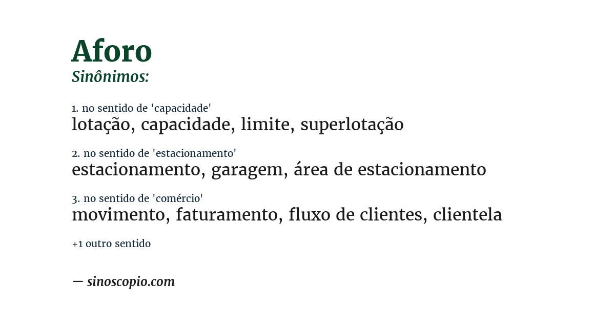 Sinônimo de aforo