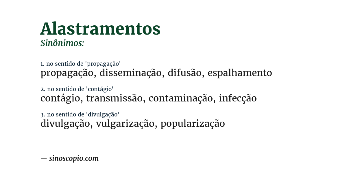 Sinônimo de alastramentos