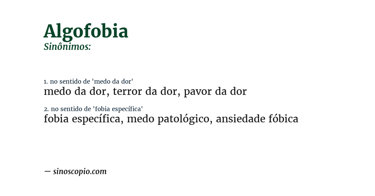 Sinônimo de algofobia