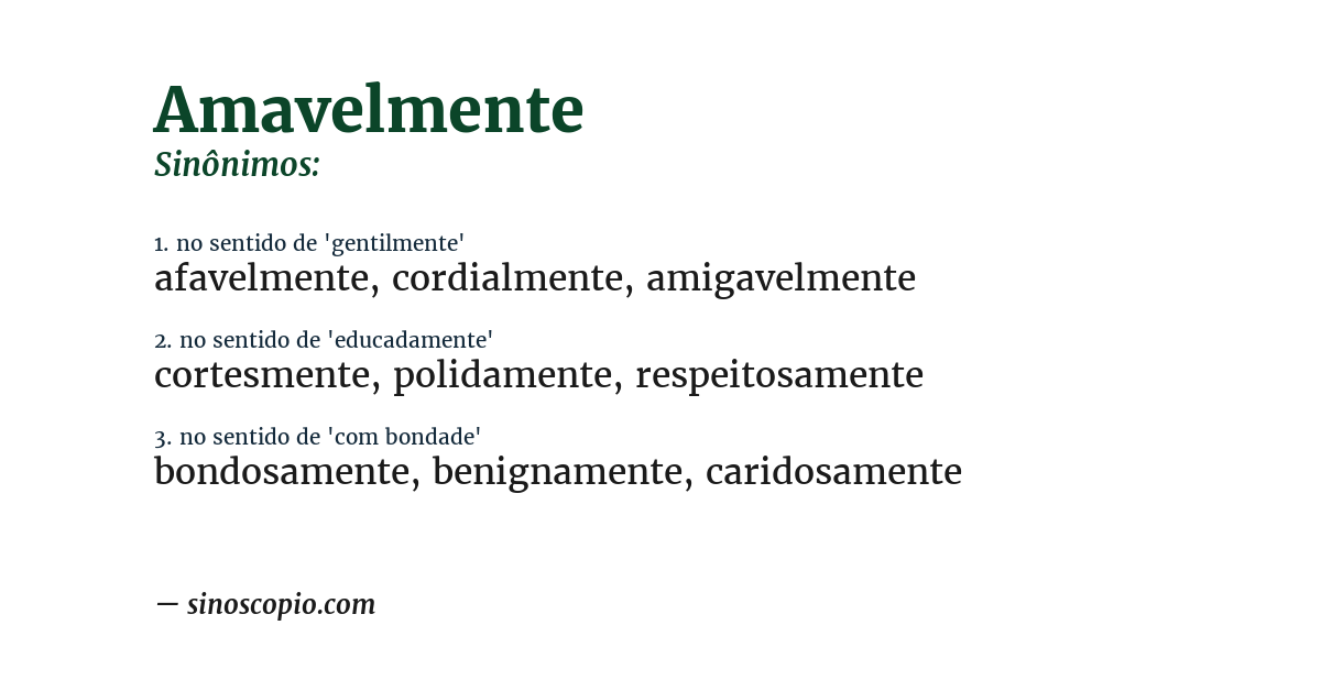 Sinônimo de amavelmente