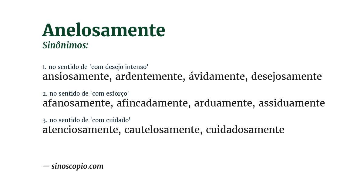 Sinônimo de anelosamente