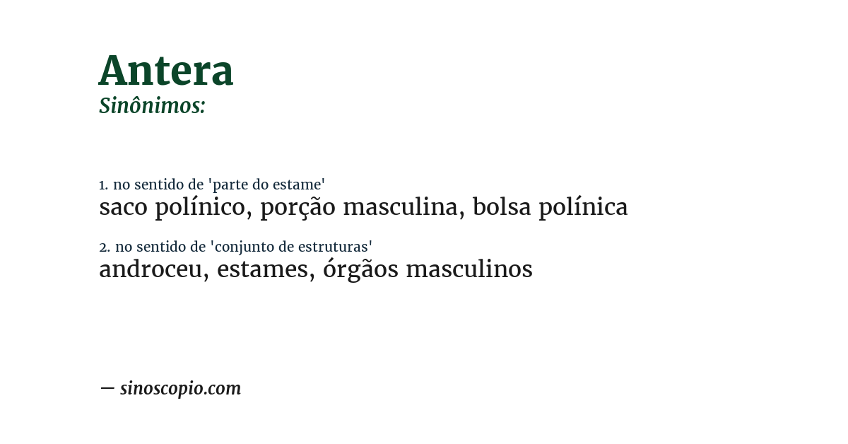 Sinônimo de antera