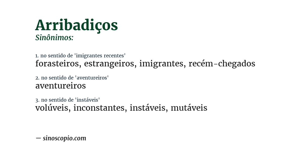 Sinônimo de arribadiços