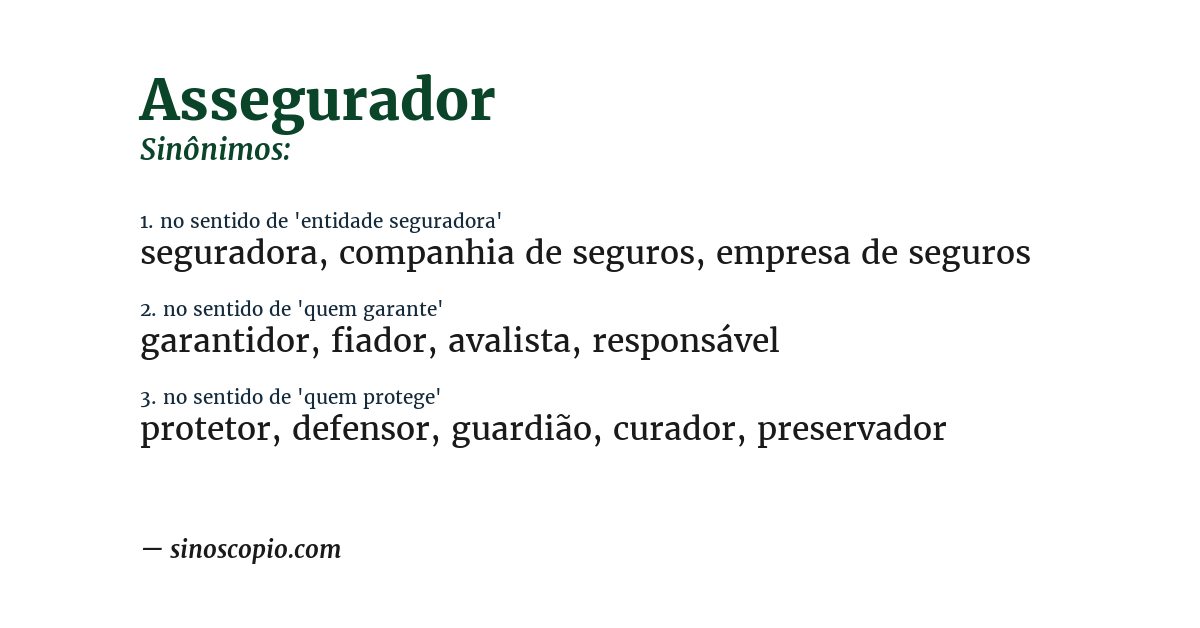 Sinônimo de assegurador