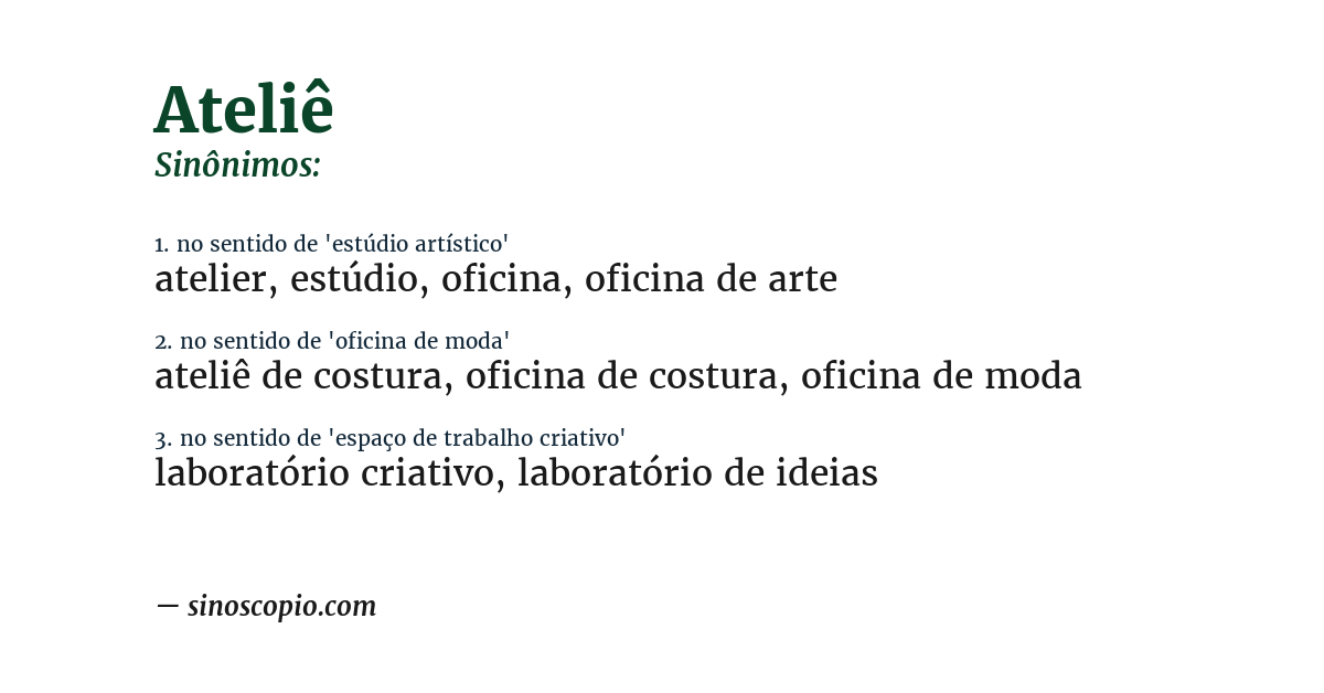 Sinônimo de ateliê