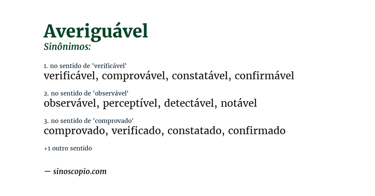 Sinônimo de averiguável