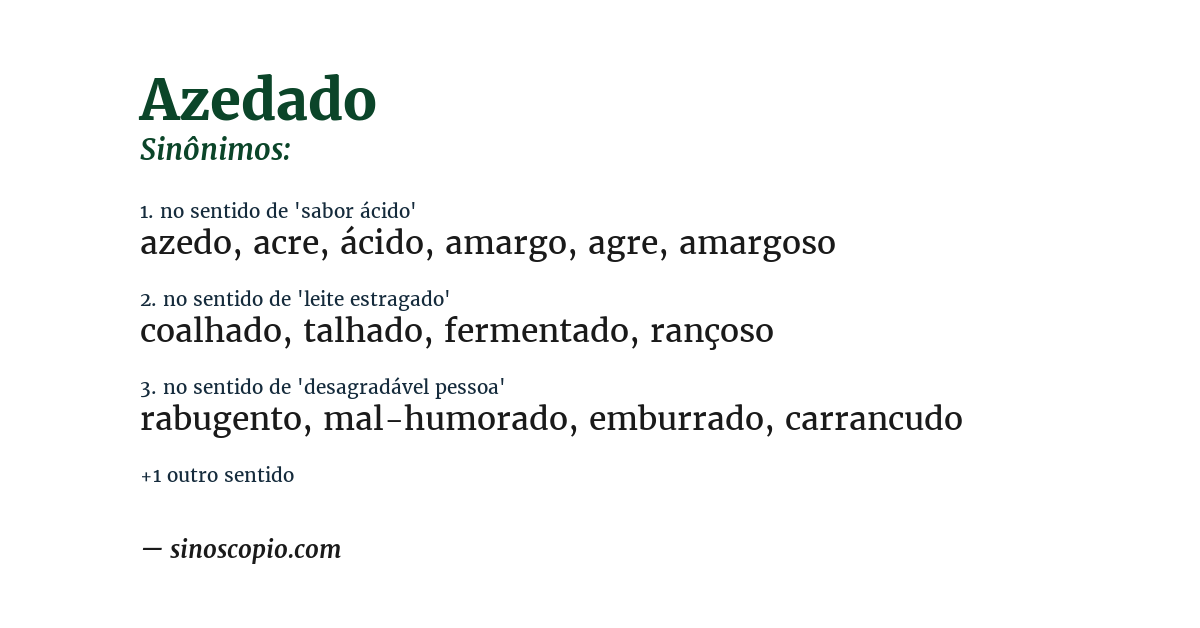 Sinônimo de azedado