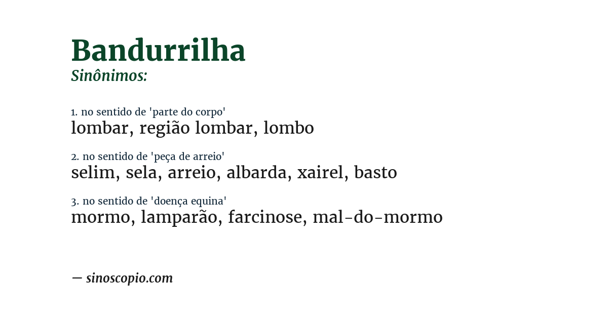 Sinônimo de bandurrilha