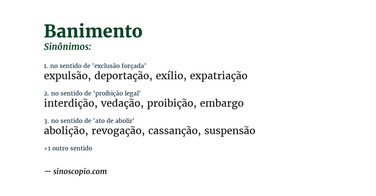 Sinônimo de banimento