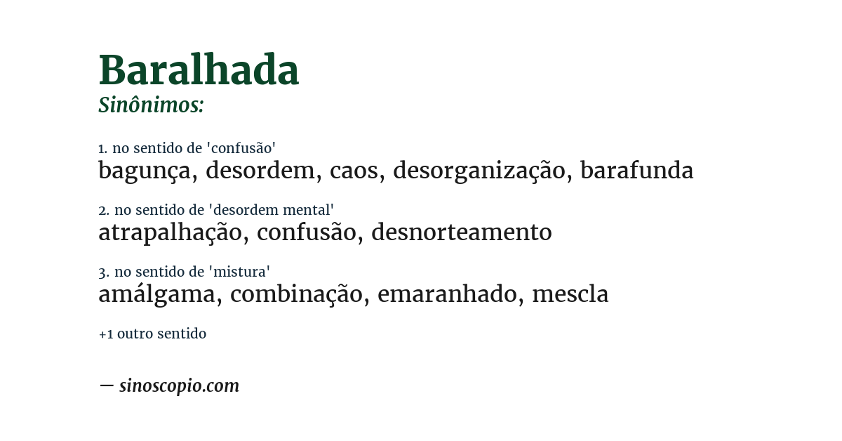 Sinônimo de baralhada
