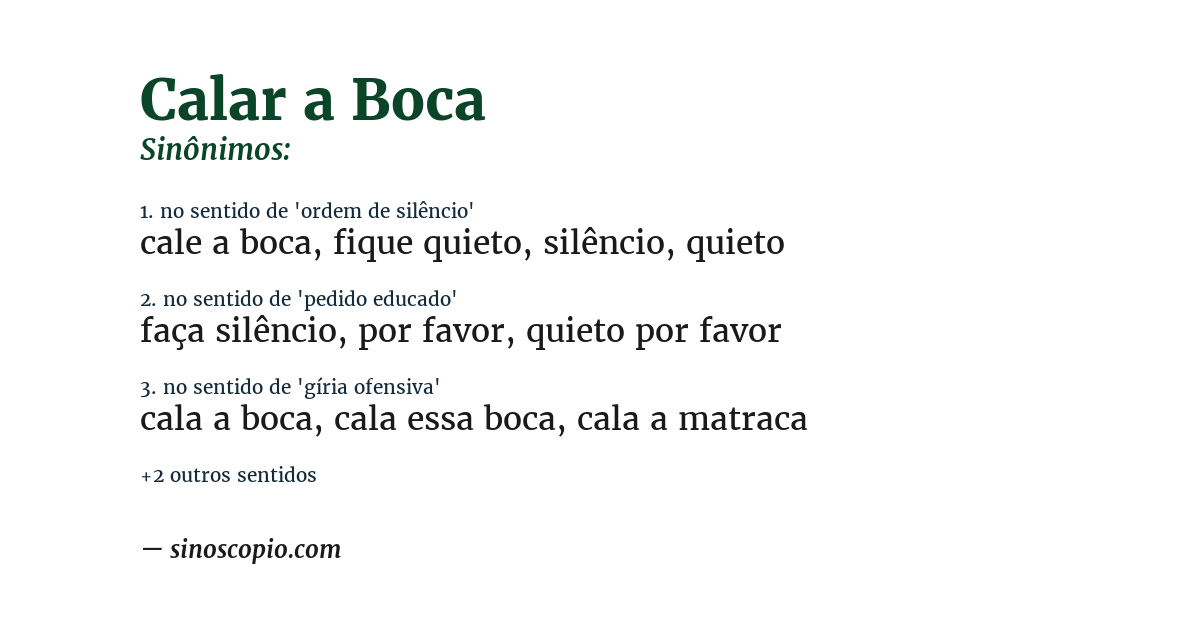 Sinônimo de calar a boca