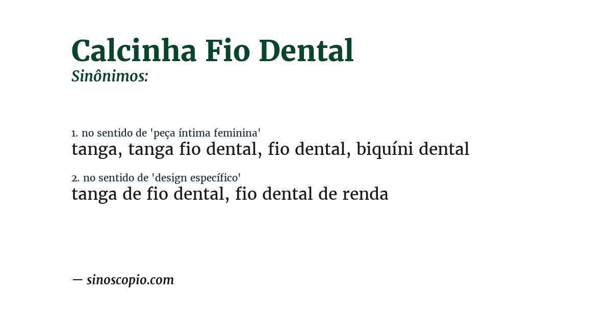 Sinônimo de calcinha fio dental