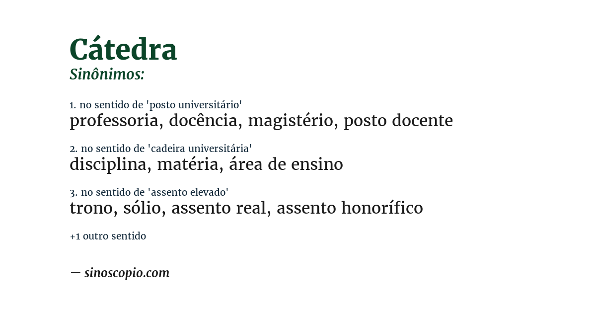 Sinônimo de cátedra