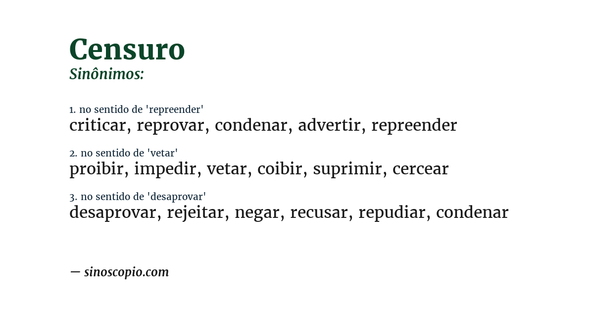 Sinônimo de censuro
