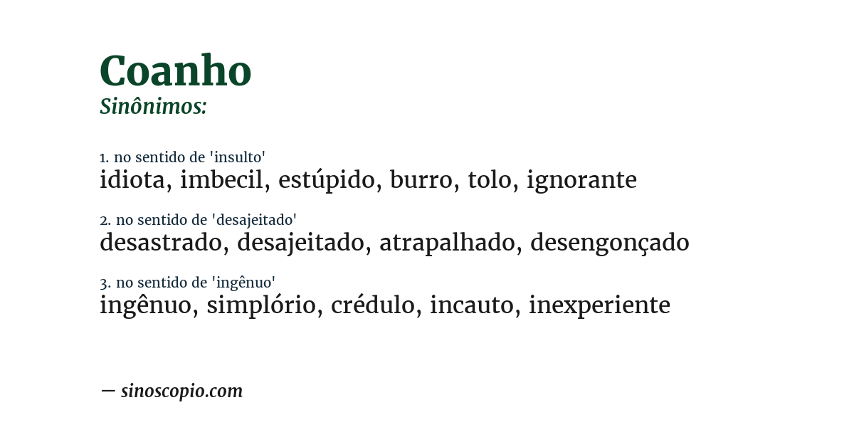 Sinônimo de coanho