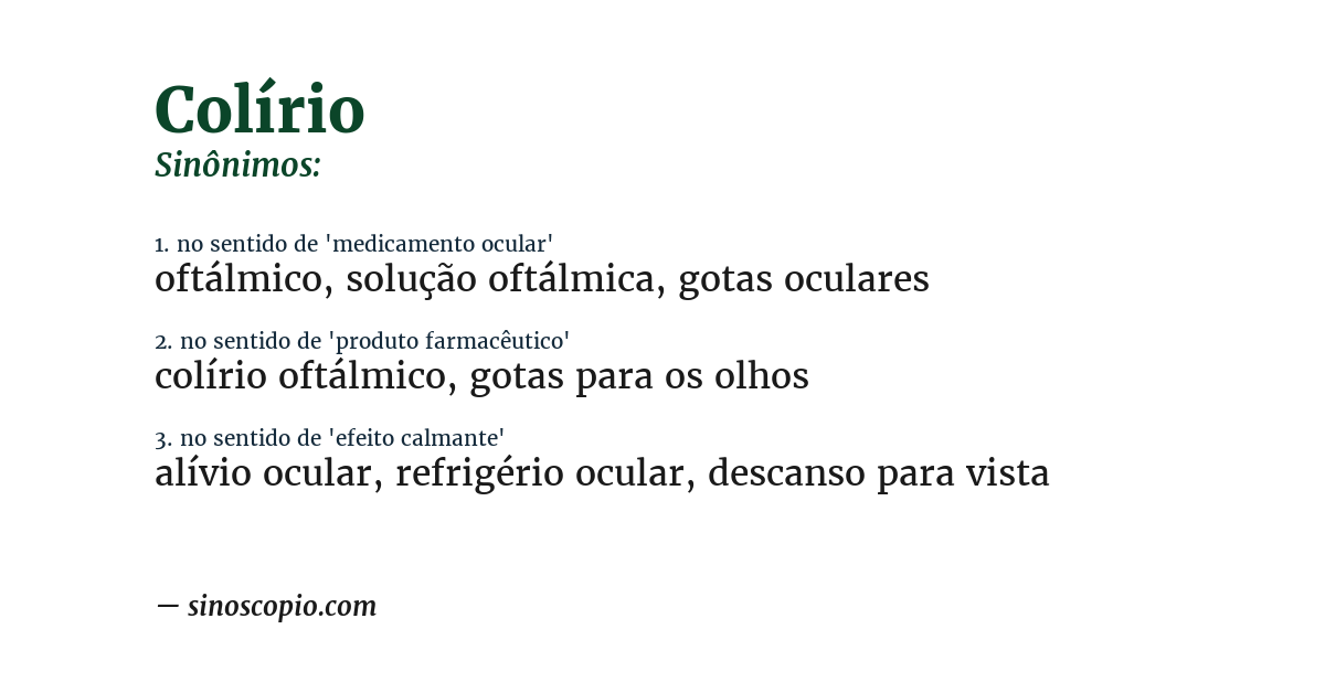 Sinônimo de colírio