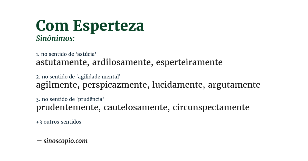Sinônimo de com esperteza