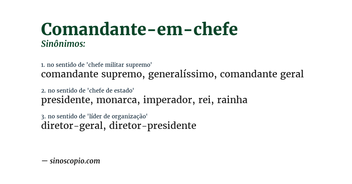 Sinônimo de comandante-em-chefe