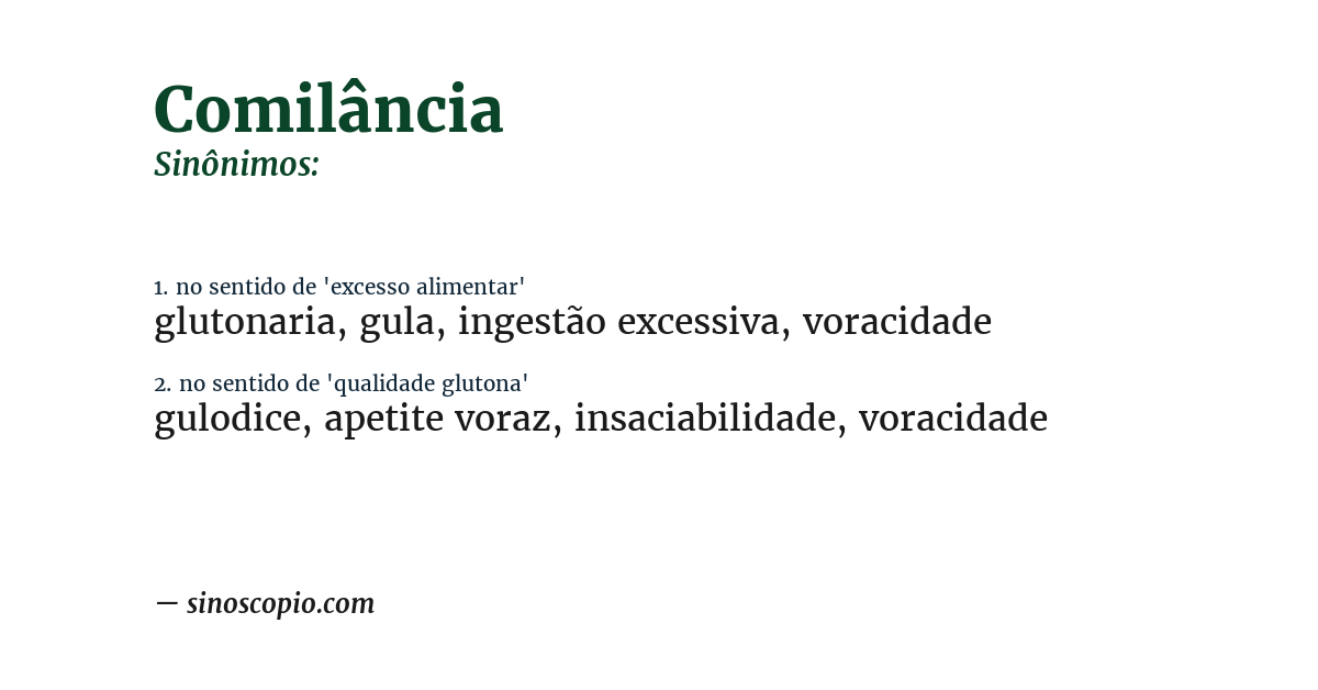 Sinônimo de comilância