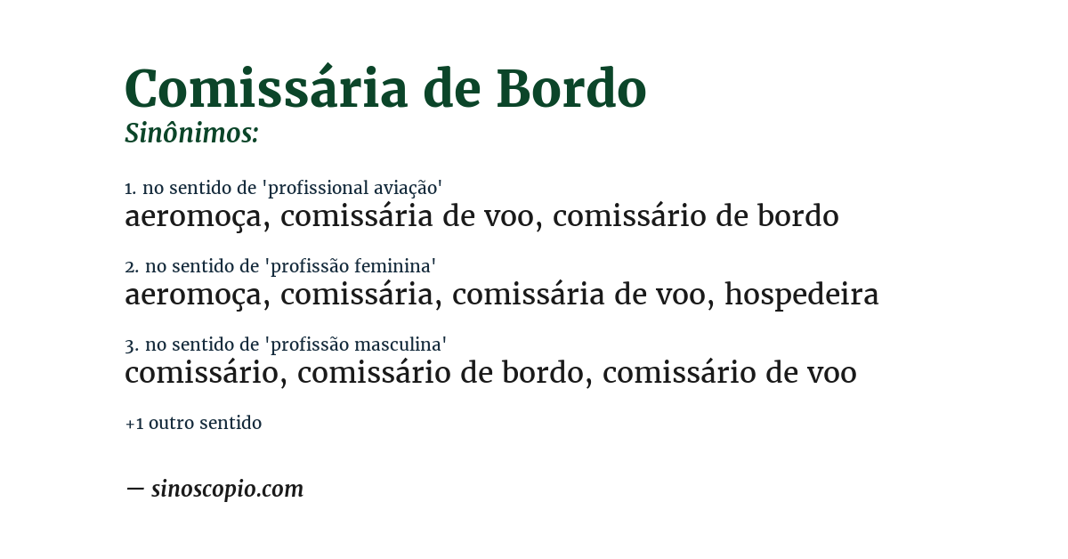 Sinônimo de comissária de bordo