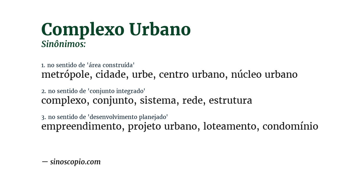 Sinônimo de complexo urbano