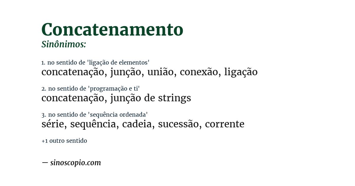 Sinônimo de concatenamento