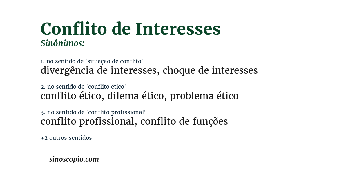 Sinônimo de conflito de interesses