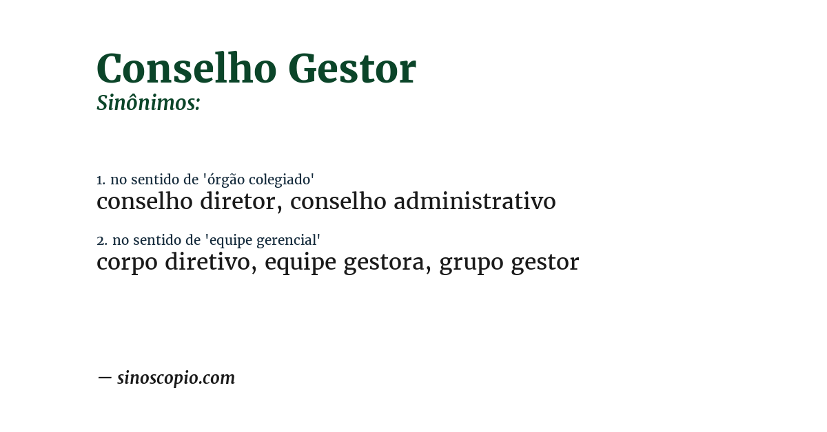 Sinônimo de conselho gestor