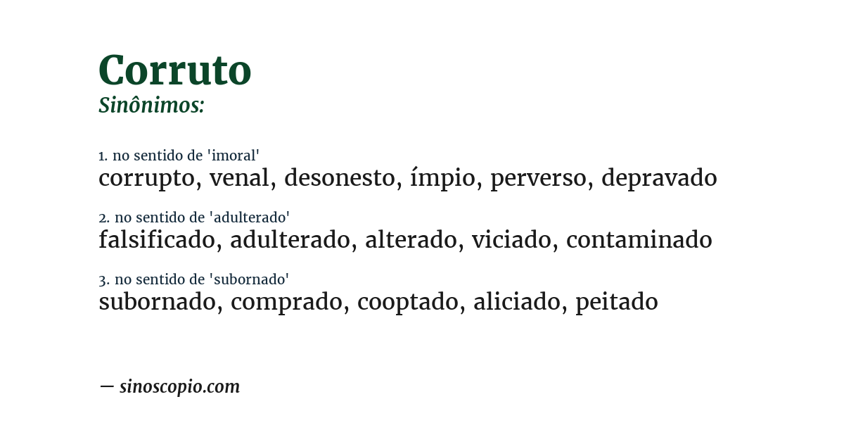 Sinônimo de corruto