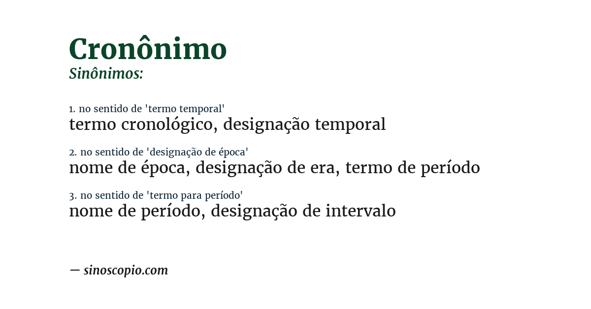 Sinônimo de cronônimo
