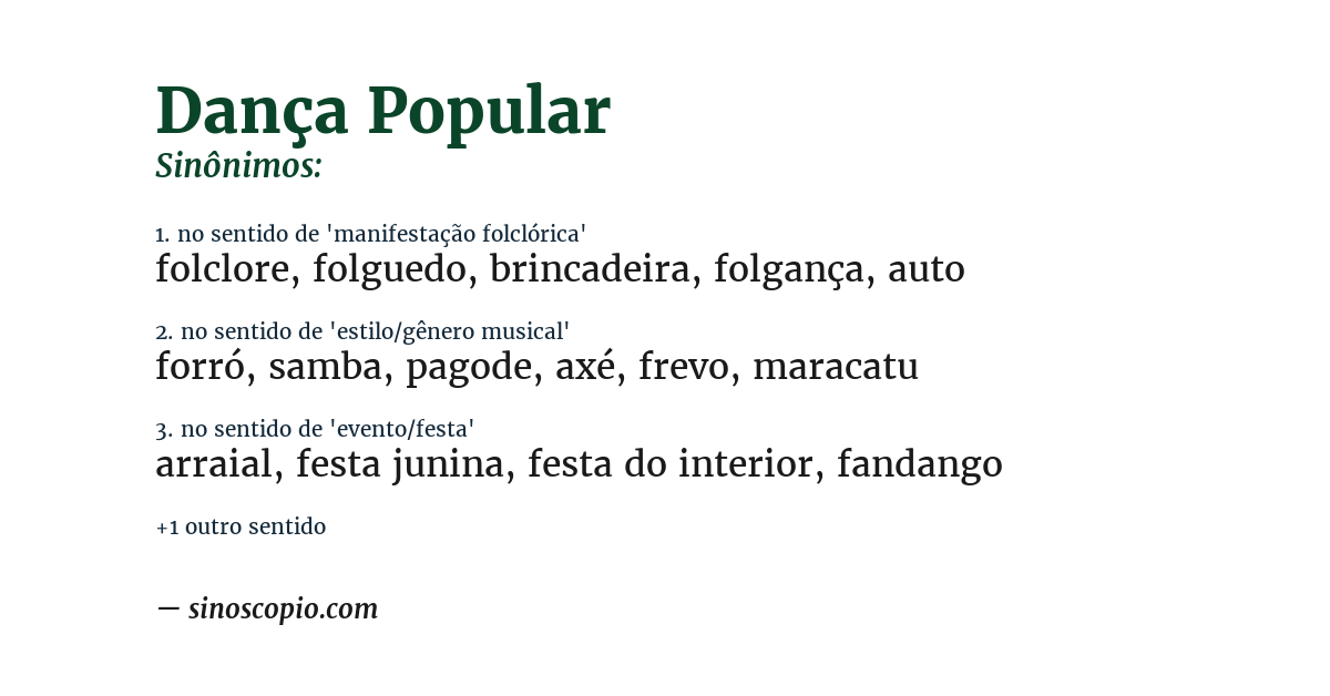Sinônimo de dança popular