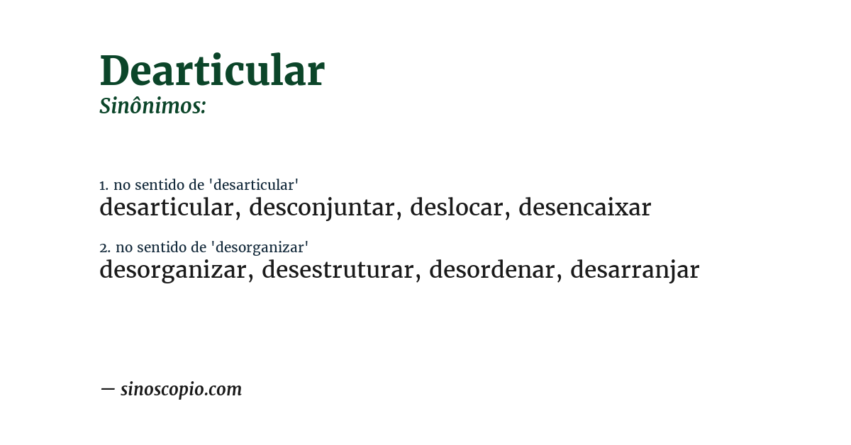 Sinônimo de dearticular