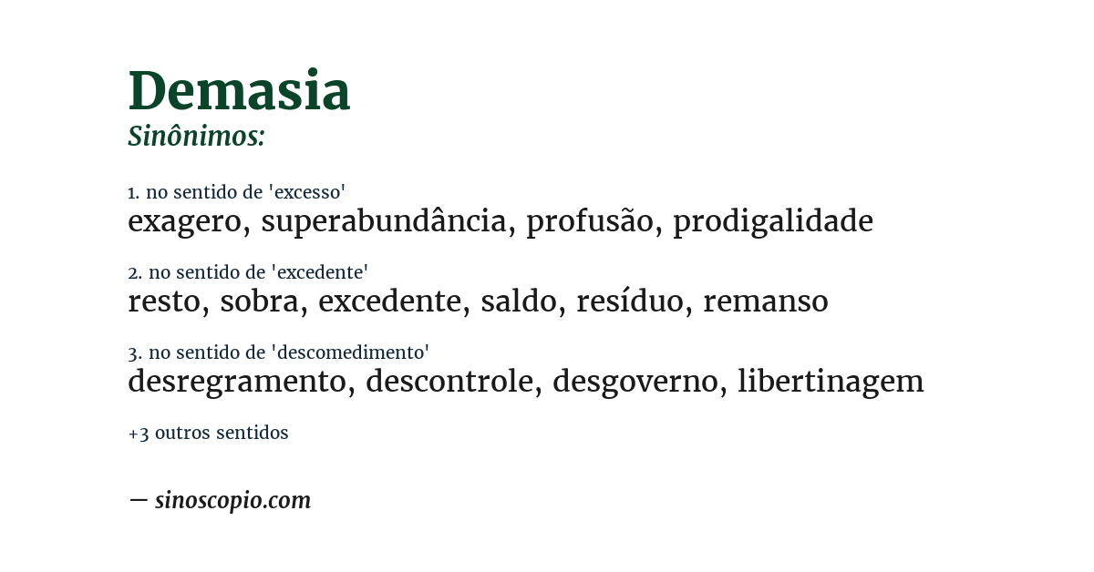Sinônimo de demasia