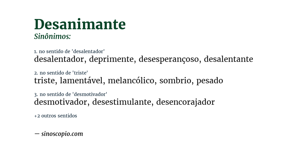 Sinônimo de desanimante