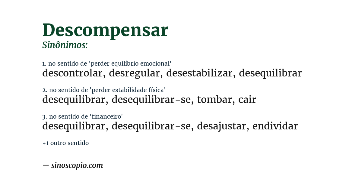 Sinônimo de descompensar
