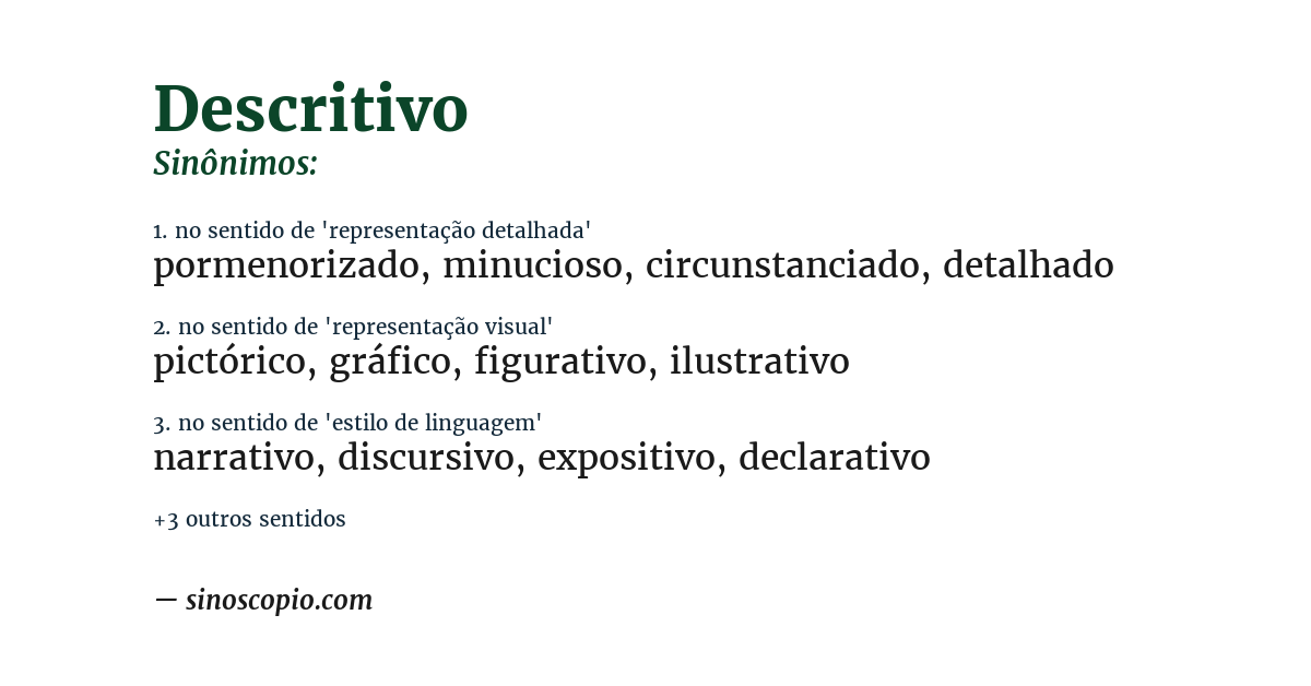 Sinônimo de descritivo