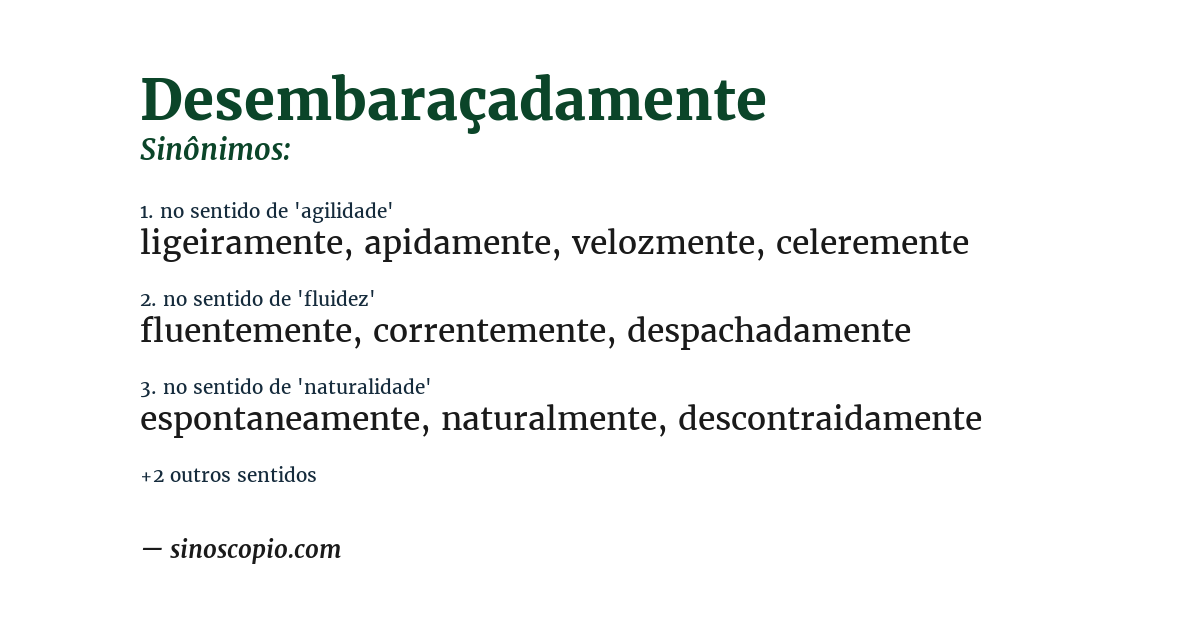 Sinônimo de desembaraçadamente