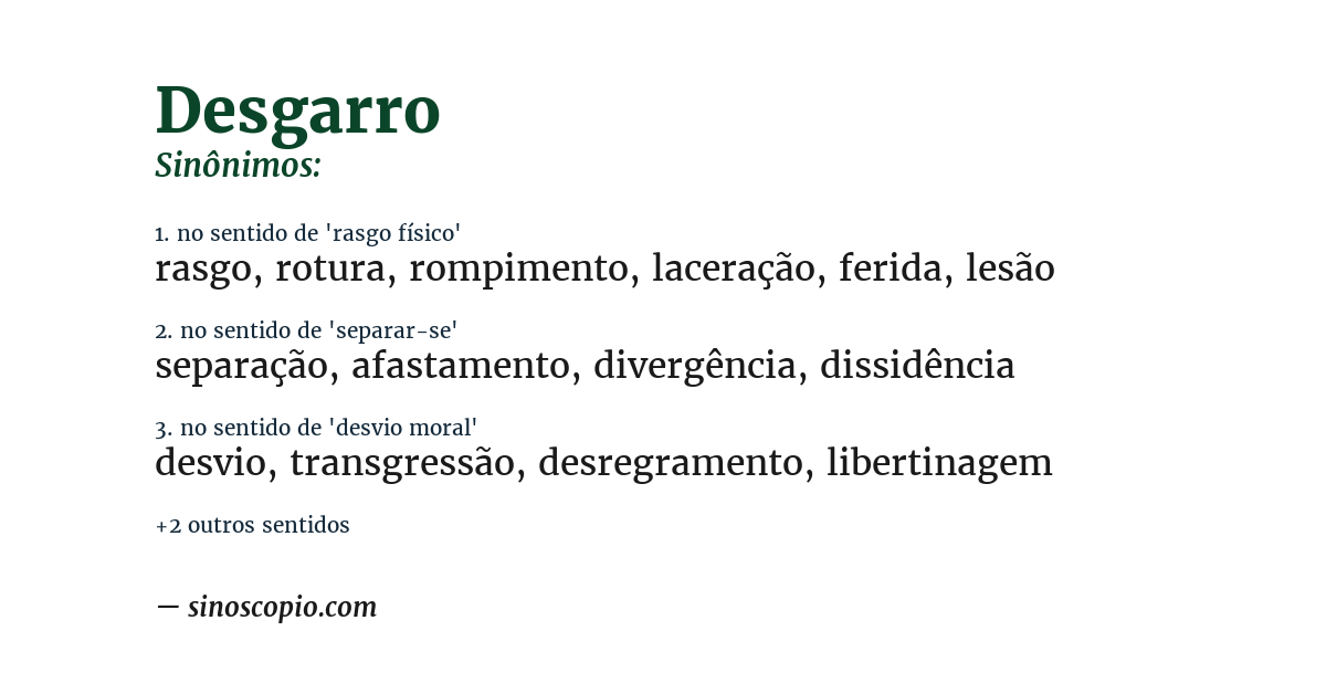 Sinônimo de desgarro