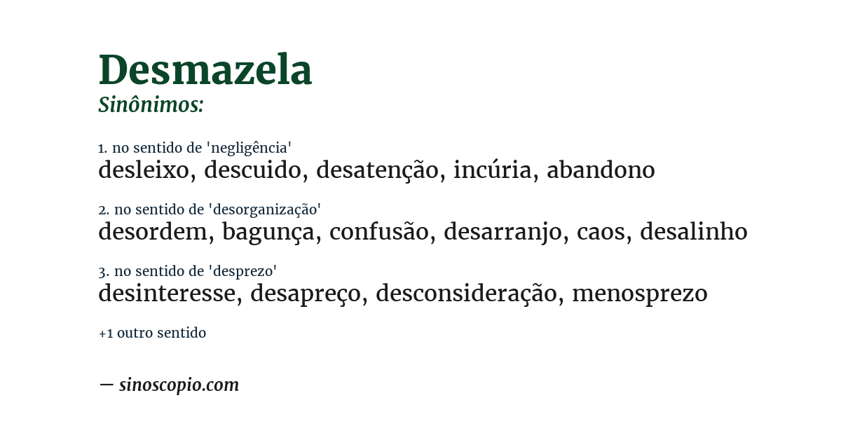 Sinônimo de desmazela