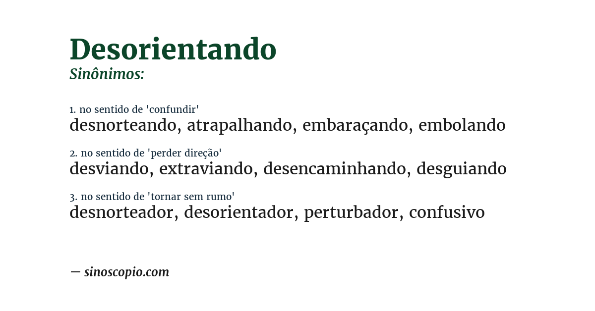 Sinônimo de desorientando