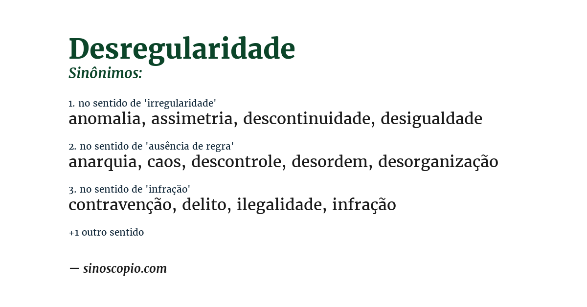 Sinônimo de desregularidade