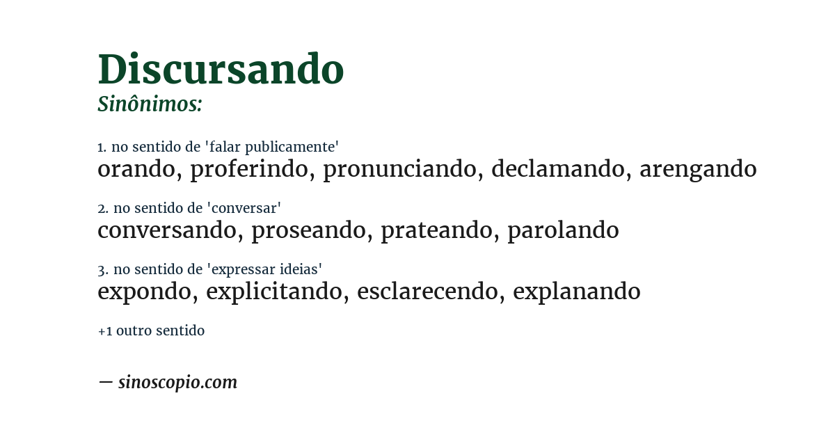 Sinônimo de discursando
