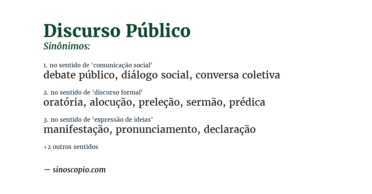 Sinônimo de discurso público