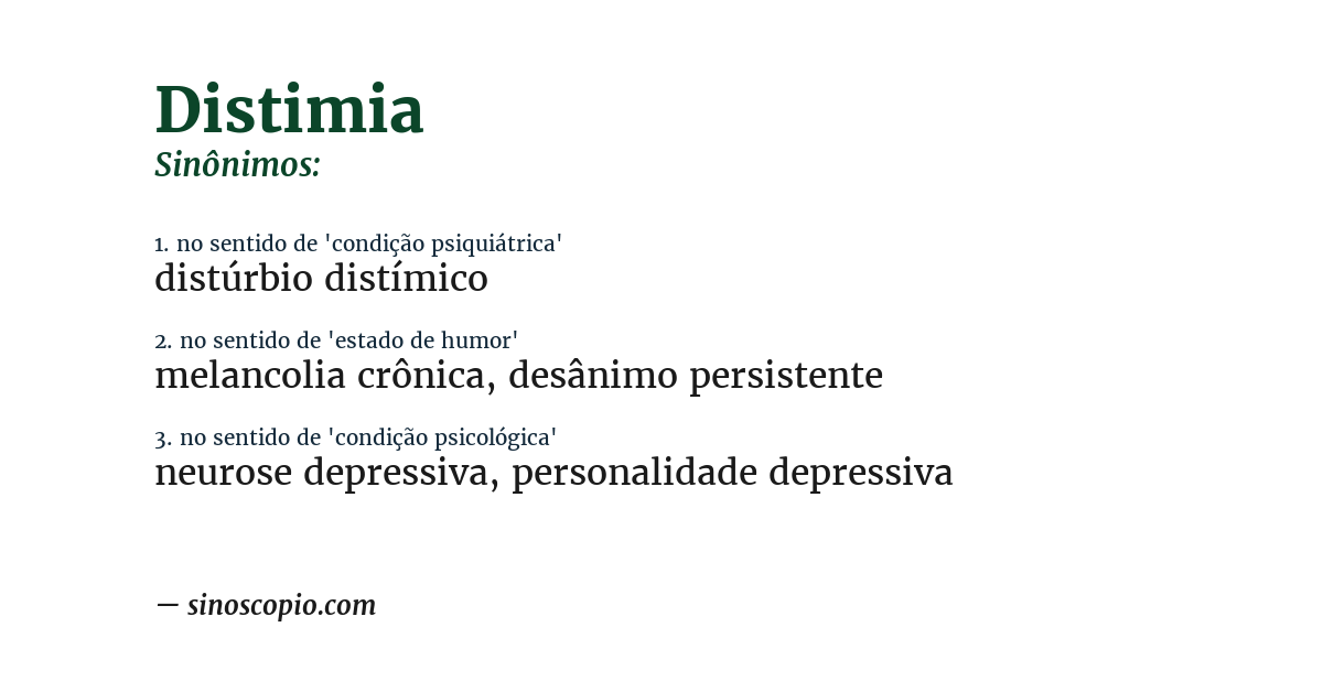 Sinônimo de distimia
