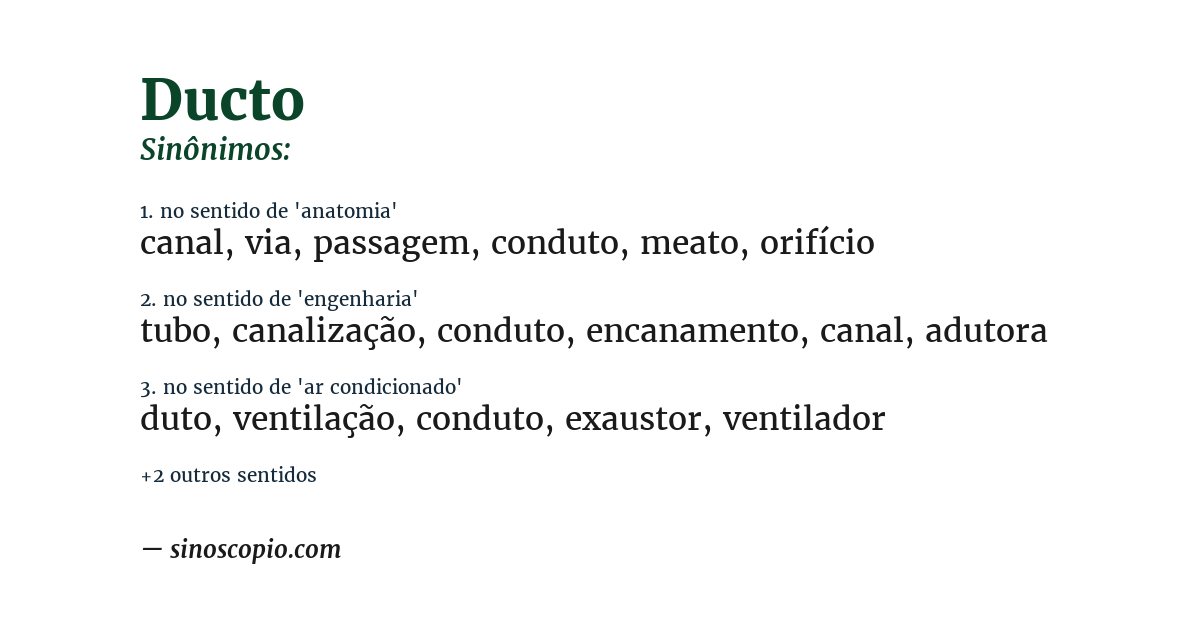 Sinônimo de ducto